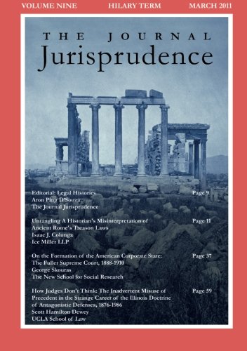 Cover of The Journal Jurisprudence, Volume 9: Legal Histories